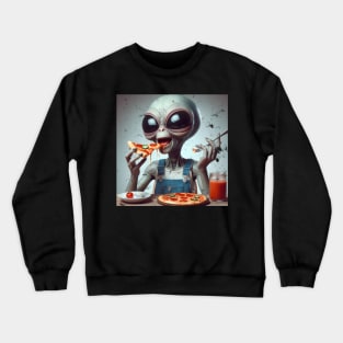 Alien Pizza Fun Crewneck Sweatshirt